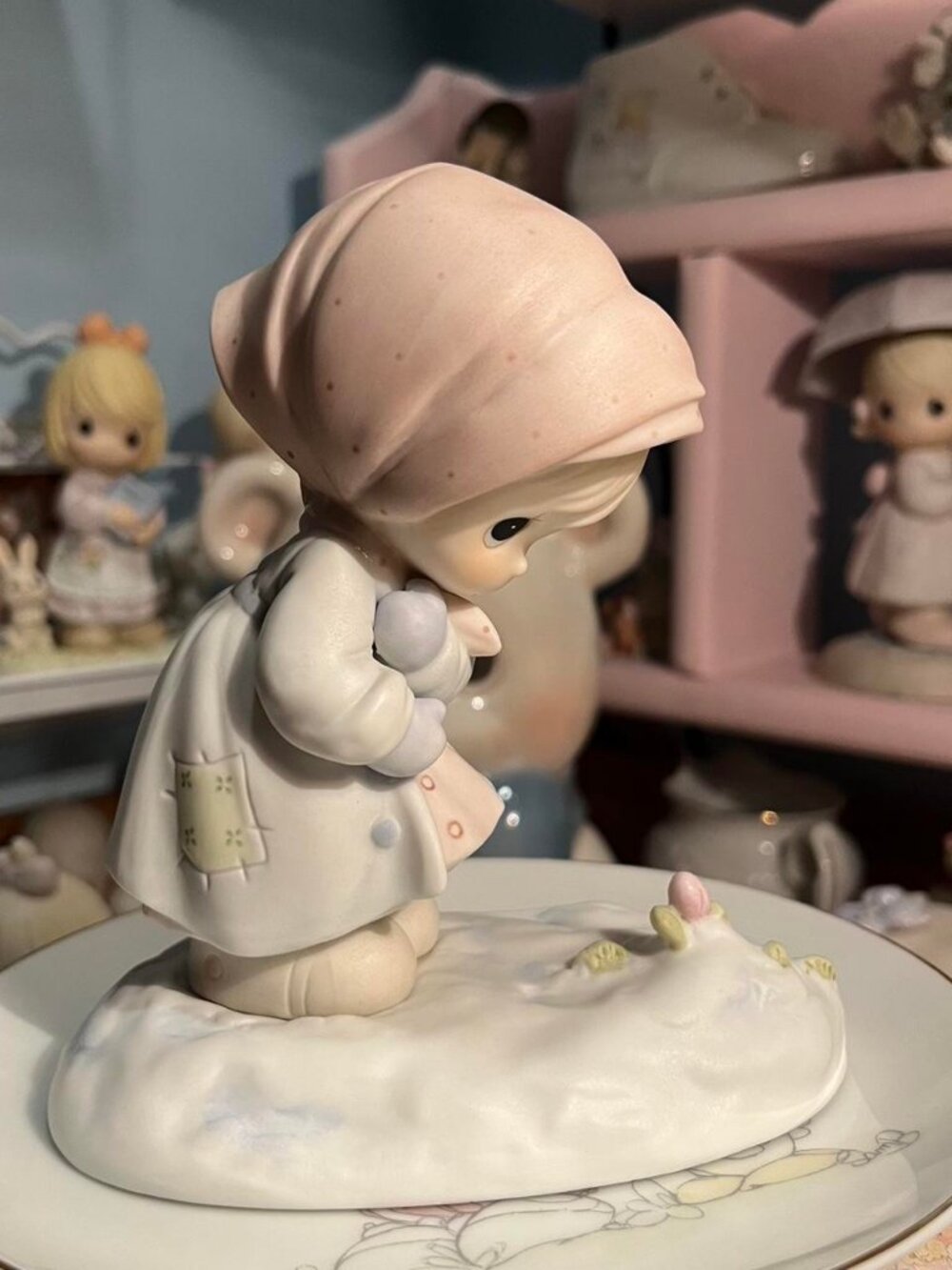 Vintage Porcelain Girl Gardening Figurine